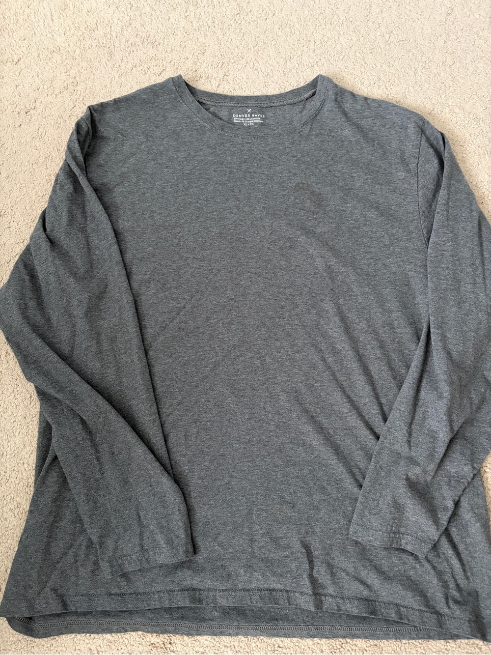 Denver Hayes Long Sleeve Crew Tee - Charcoal